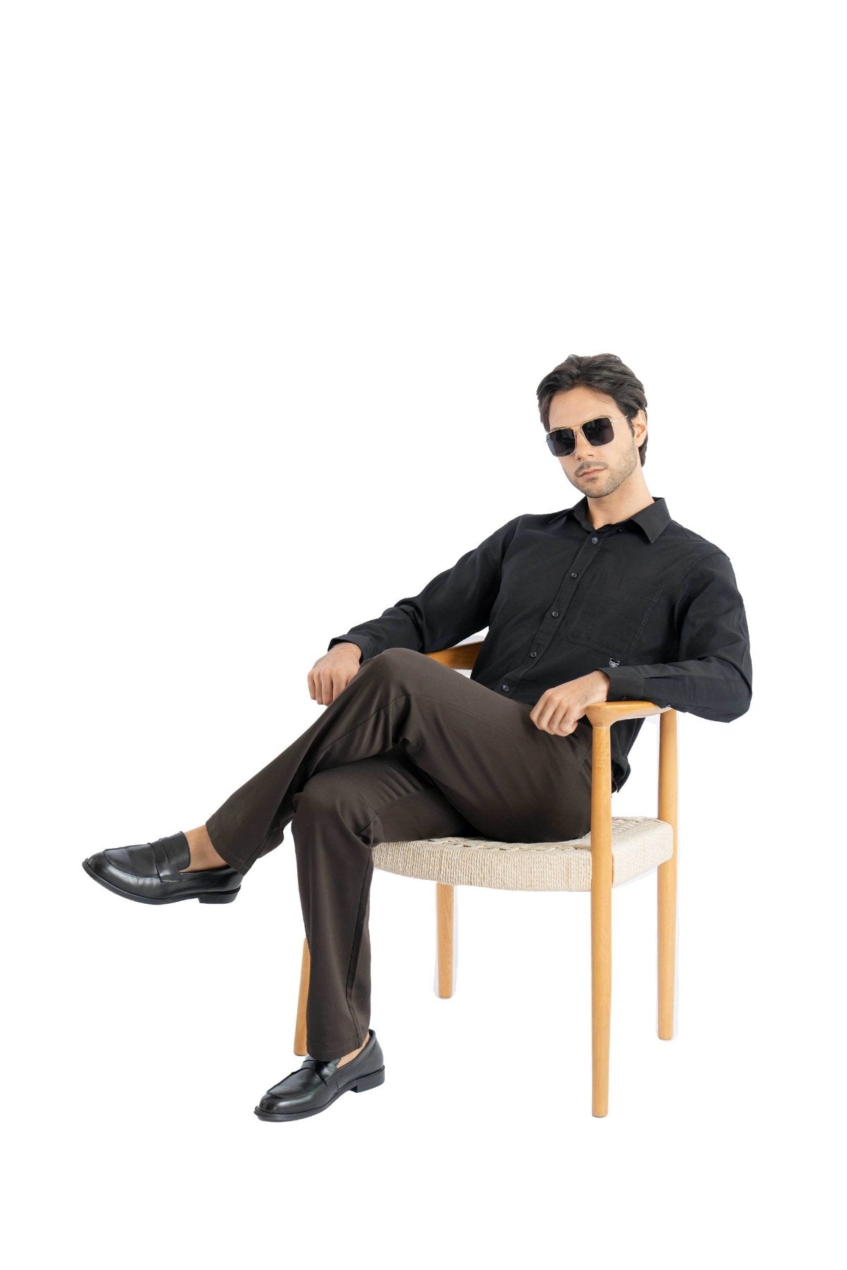 Edge Relaxed Fit Espresso Brown Trouser.-5