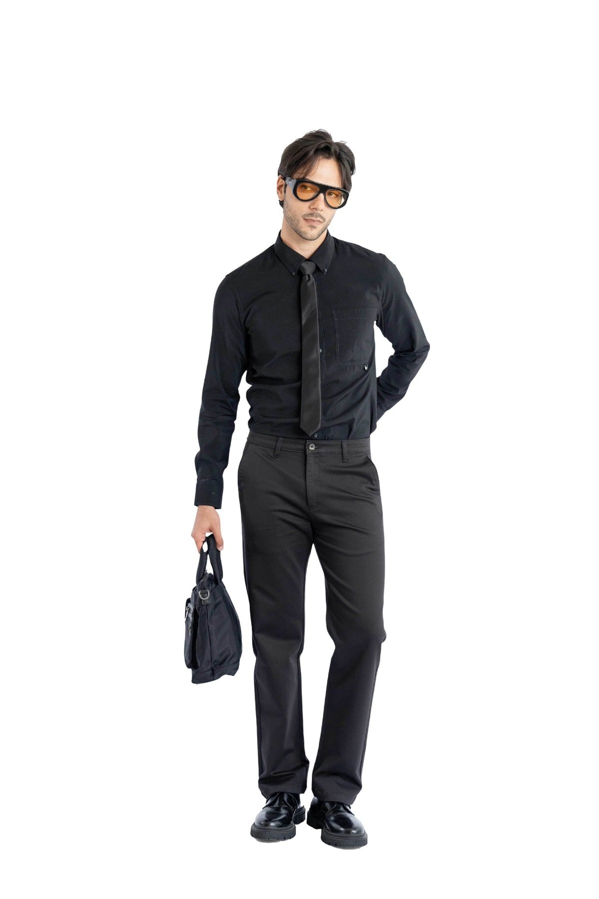 Edge Relaxed Fit Jet Black Trouser.-zoom-5