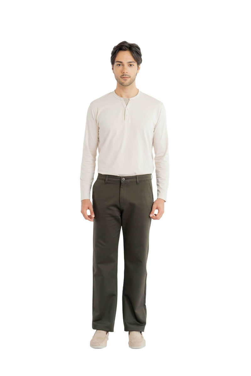 Edge Relaxed Fit Olive Green Trouser.-zoom-