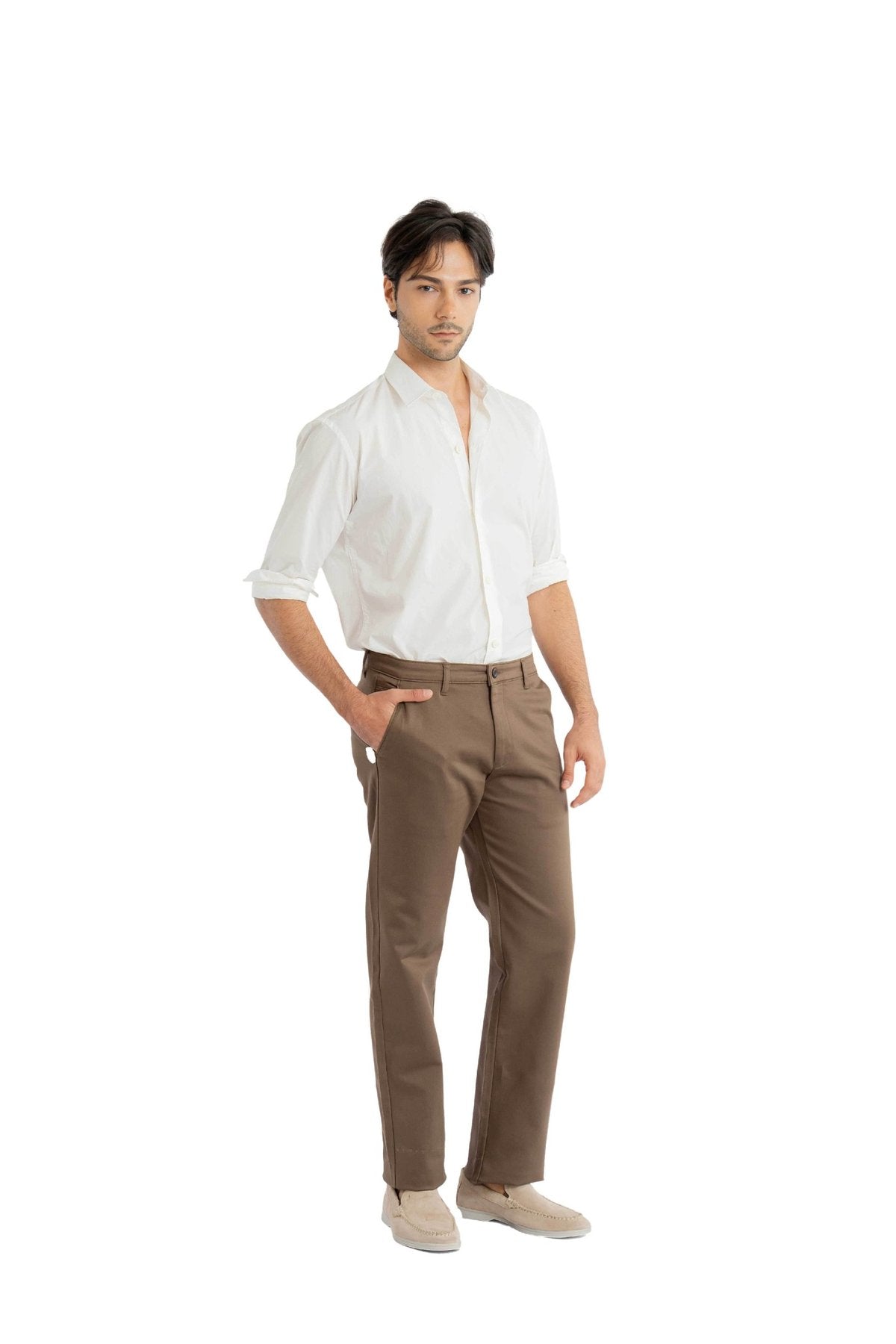 Edge Relaxed Fit Walnut Brown Trouser.-5