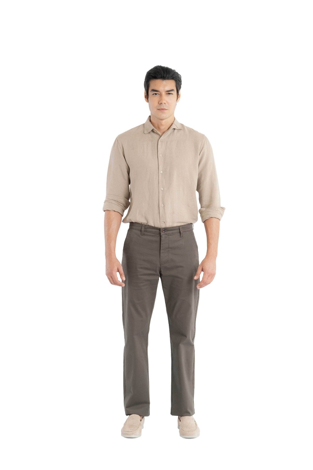 Motion Relaxed Fit Walnut Wood Trouser.-4