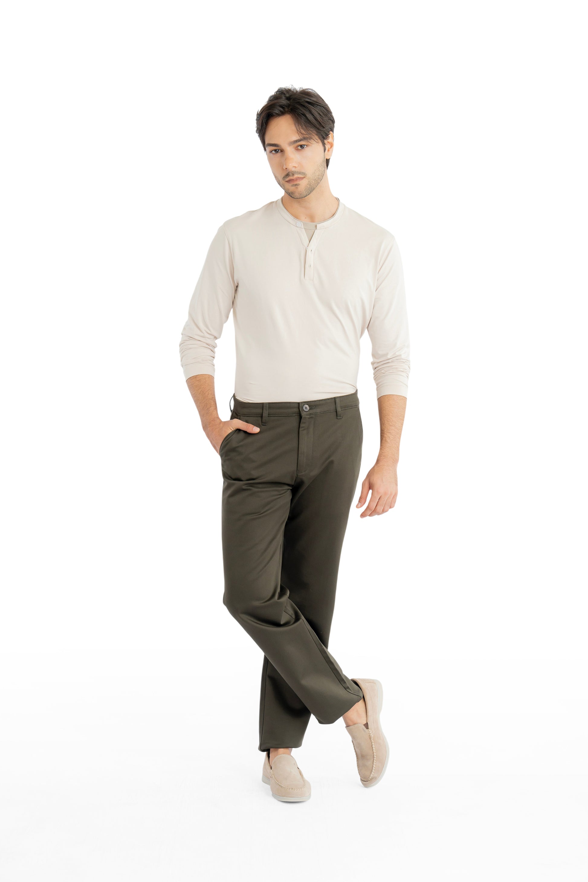 Edge Relaxed Fit Olive Moss Trouser-6